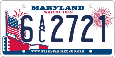 MD license plate 6AC2721