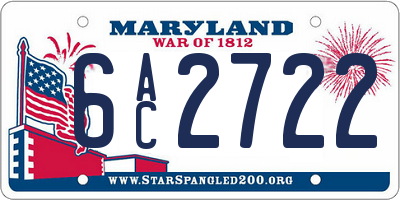 MD license plate 6AC2722