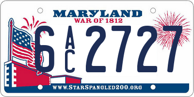 MD license plate 6AC2727