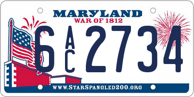 MD license plate 6AC2734