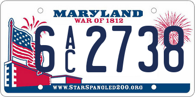 MD license plate 6AC2738