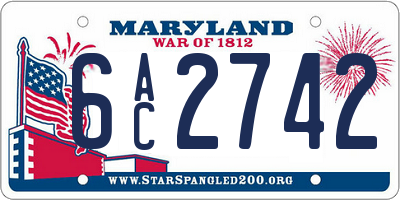 MD license plate 6AC2742