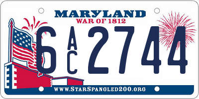 MD license plate 6AC2744