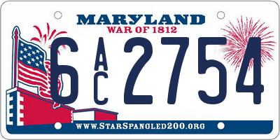 MD license plate 6AC2754