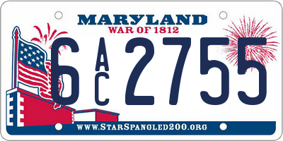 MD license plate 6AC2755