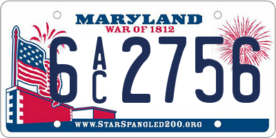 MD license plate 6AC2756