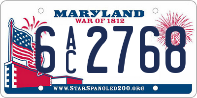 MD license plate 6AC2768