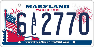 MD license plate 6AC2770