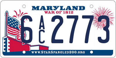 MD license plate 6AC2773