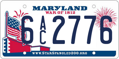 MD license plate 6AC2776