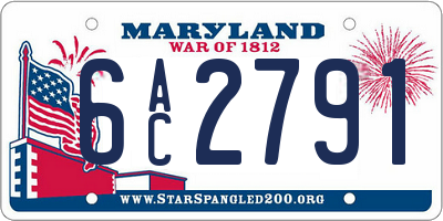 MD license plate 6AC2791