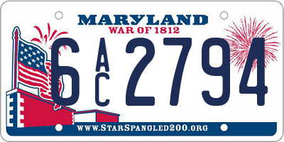 MD license plate 6AC2794