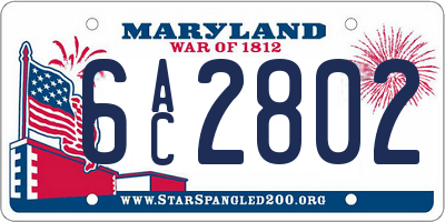 MD license plate 6AC2802