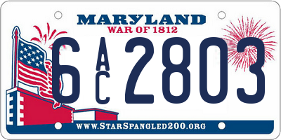 MD license plate 6AC2803