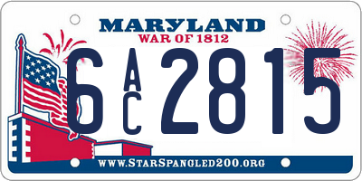 MD license plate 6AC2815