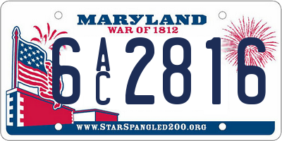 MD license plate 6AC2816