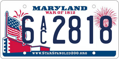 MD license plate 6AC2818