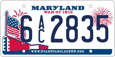MD license plate 6AC2835