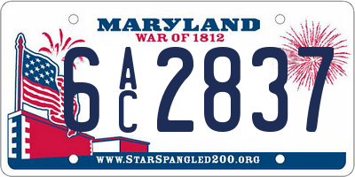 MD license plate 6AC2837