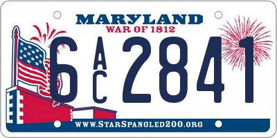 MD license plate 6AC2841