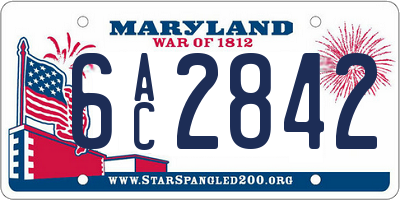 MD license plate 6AC2842