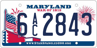 MD license plate 6AC2843