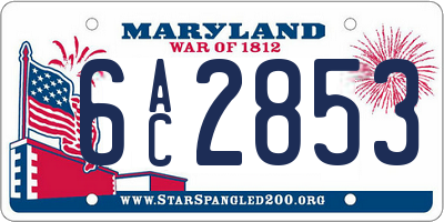 MD license plate 6AC2853