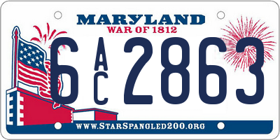 MD license plate 6AC2863