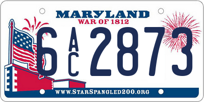 MD license plate 6AC2873