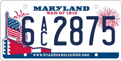 MD license plate 6AC2875