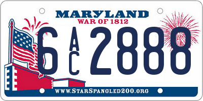 MD license plate 6AC2888