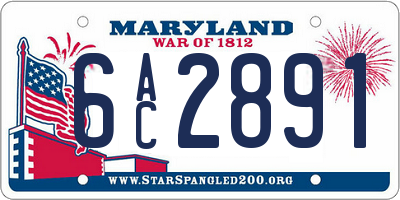 MD license plate 6AC2891