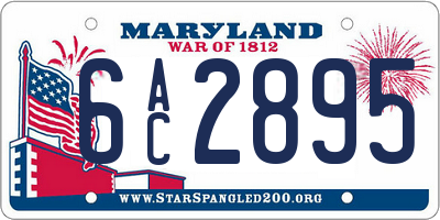 MD license plate 6AC2895