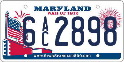 MD license plate 6AC2898
