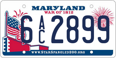 MD license plate 6AC2899