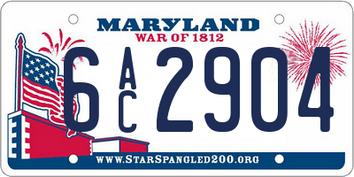 MD license plate 6AC2904