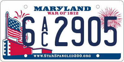 MD license plate 6AC2905