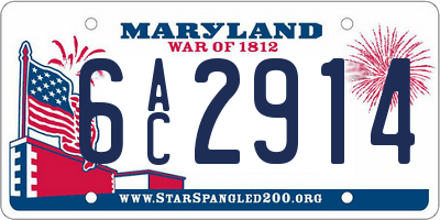 MD license plate 6AC2914