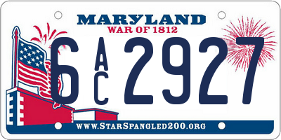 MD license plate 6AC2927