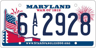 MD license plate 6AC2928