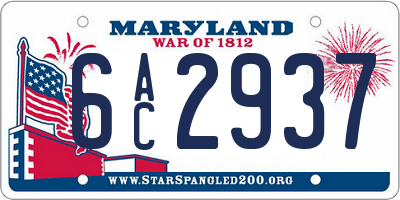 MD license plate 6AC2937
