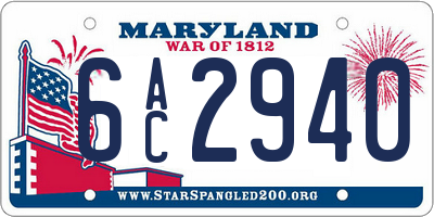 MD license plate 6AC2940