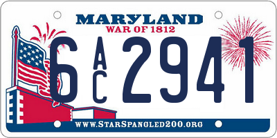 MD license plate 6AC2941