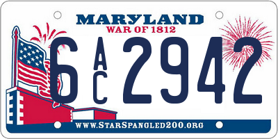 MD license plate 6AC2942