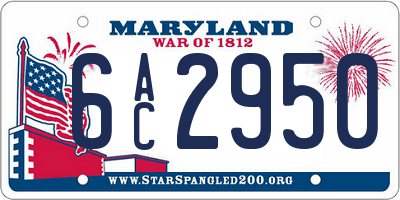 MD license plate 6AC2950