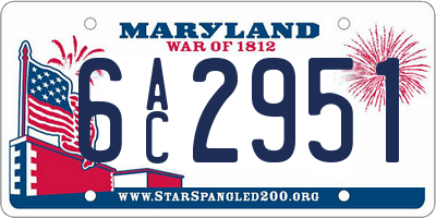 MD license plate 6AC2951