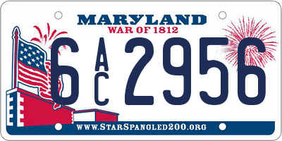MD license plate 6AC2956