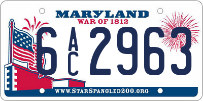 MD license plate 6AC2963