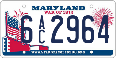 MD license plate 6AC2964