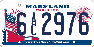 MD license plate 6AC2976